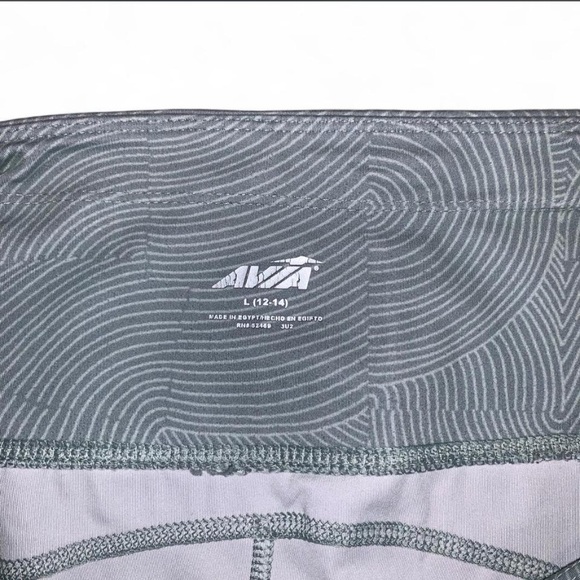 Avia Swirl Design Sage Green Athletic Leggings with pockets - Picture 3 of 3